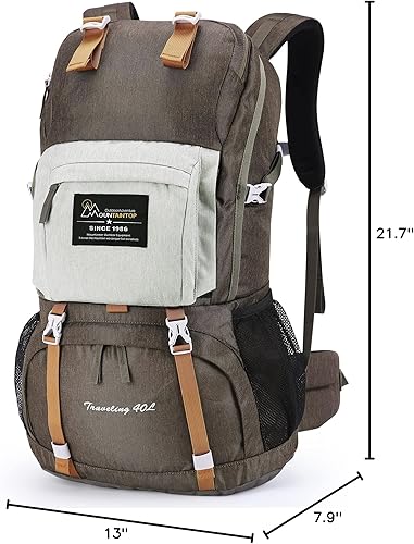Miniatura 10 de MOUNTAINTOP Mochila de senderismo de 40L Mochila de viaje ligera para hombres y mujeres al aire libre camping mochilero con cubierta de lluvia