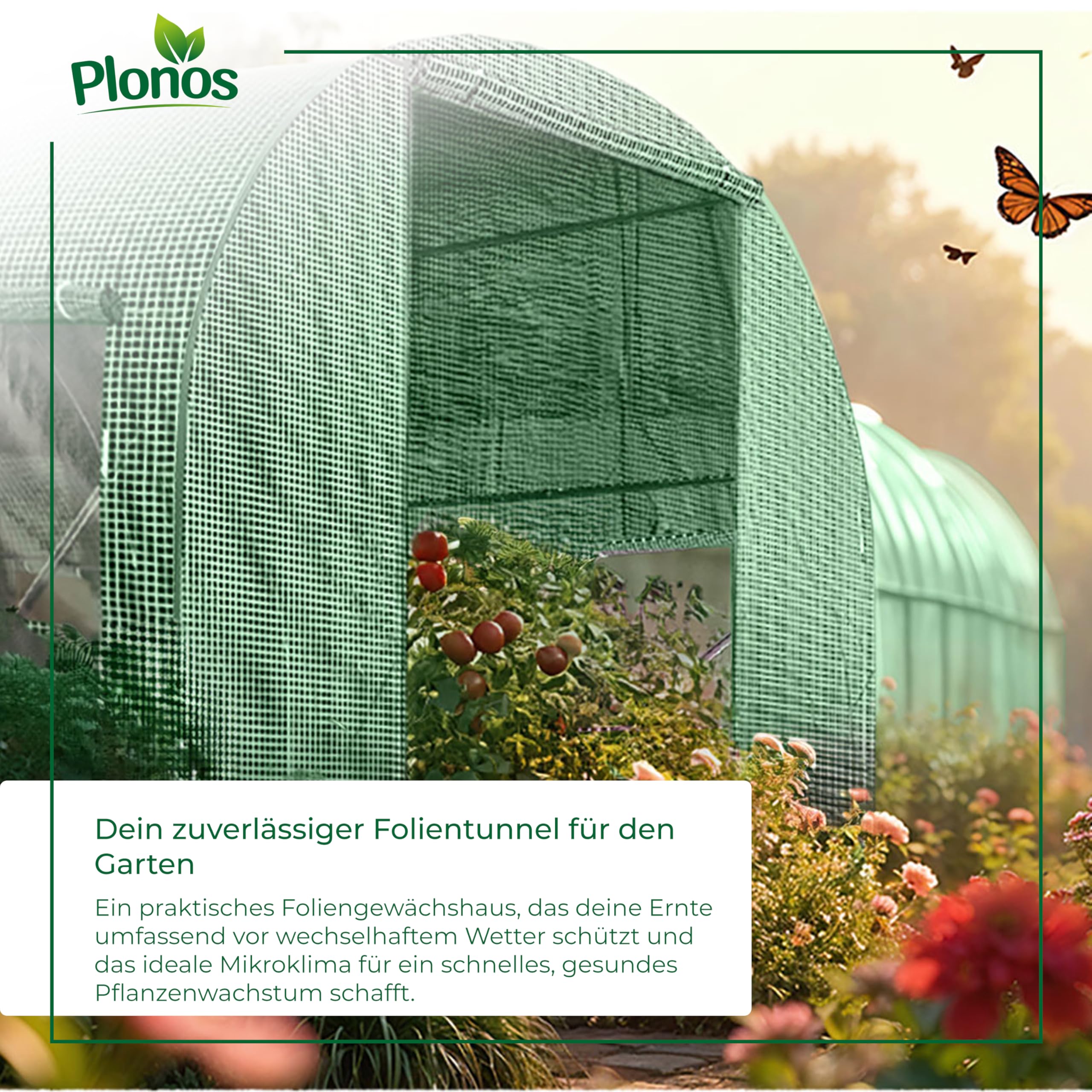 Serra a tunnel con telaio in acciaio Set con supporto per piante, 2 x 3 x 2 m, 6 m2, verde
