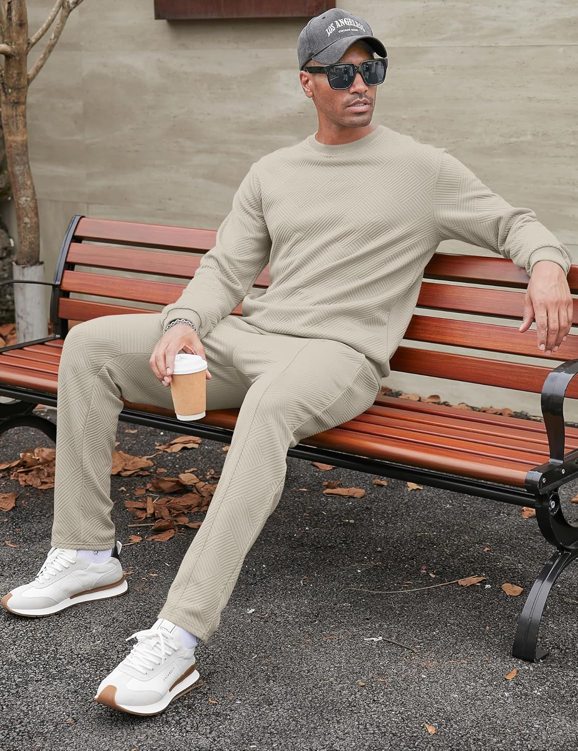 Babioboa Men's Tracksuit Knit Jacquard 2 Piece Long Sleeve Pullover Jogging Tracksuit Athletic running Casual Sportswear - Image 4