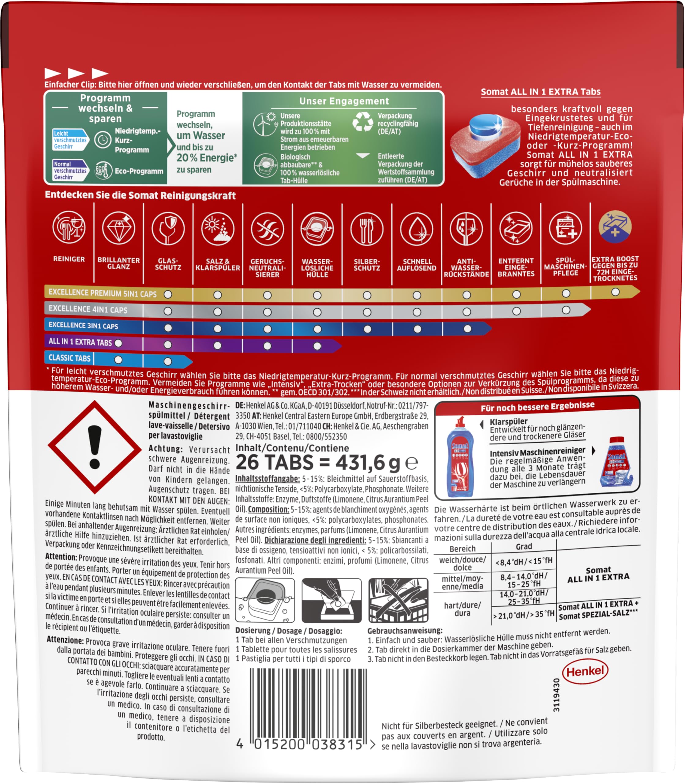 Somat All in 1 Extra Spülmaschinentabs (26 Tabs), Geschirrspülmittel – Ansicht 2