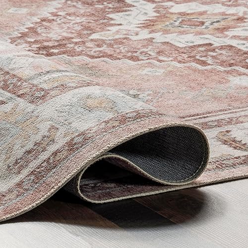 Miniatura 7 de nuLOOM Lawrence - Alfombra tradicional ultrafina, lavable a máquina, 5 x 8 pulgadas, color rubor