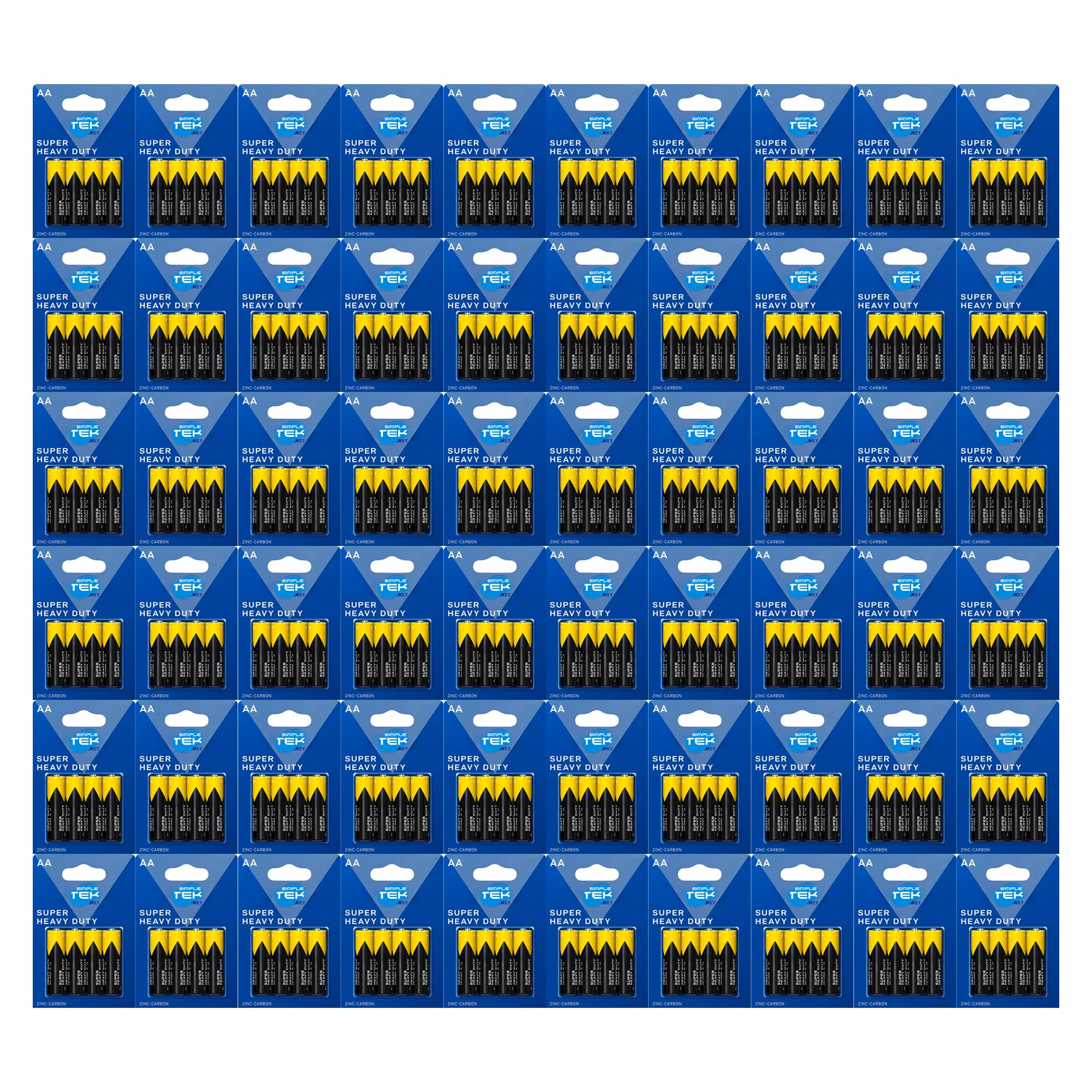 SIMPLETEK - Kit di 60 Blister da 4 Pile Stilo AA (240 Totali) Zinco-Carbone 1.5 Volt - Ideali per Dispositivi a Basso Consumo