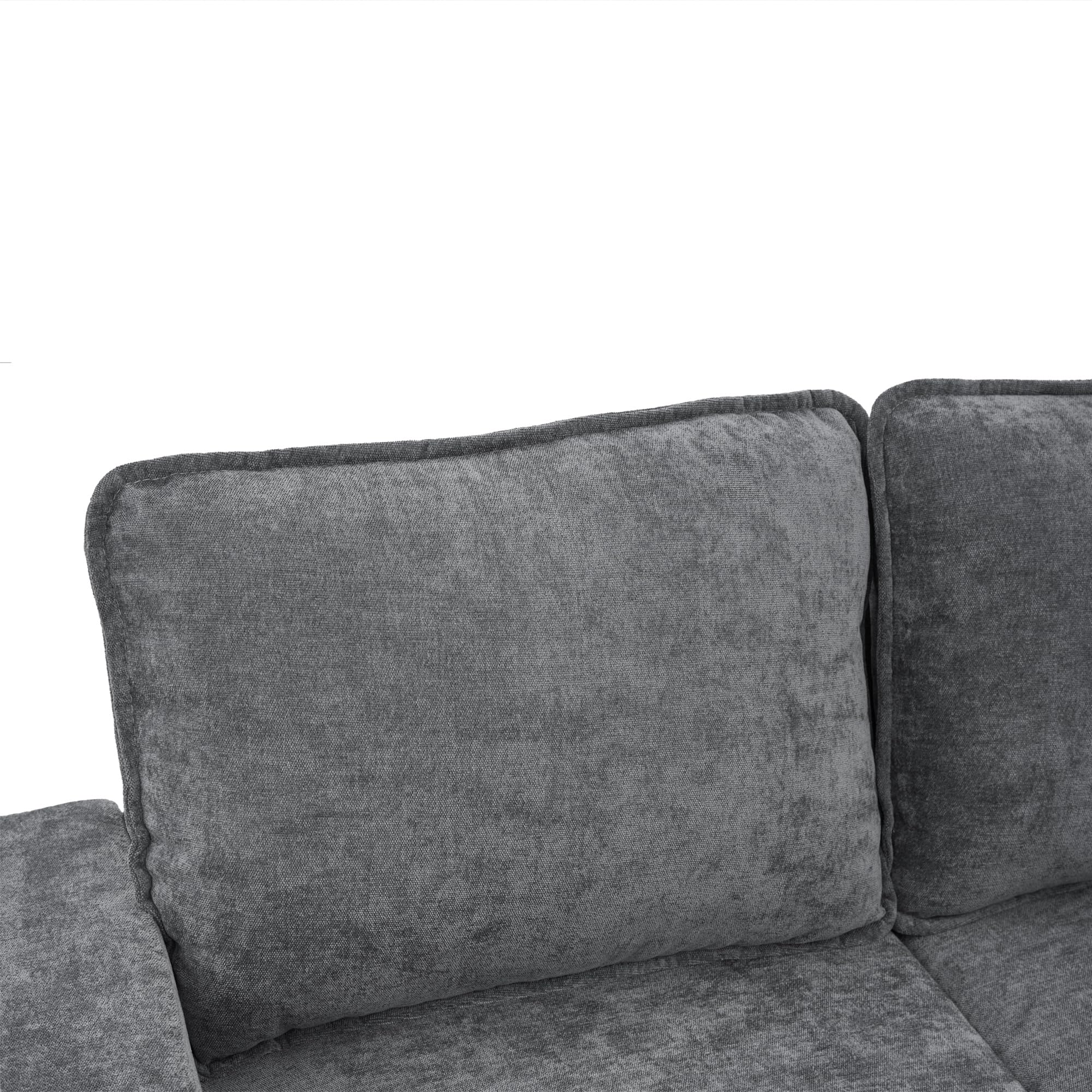 Merax Ecksofa 3-Sitzer Sofa mit Polsterhocker, Gepolstertes Sofa mit USB & Typ-C, 2 Getränkehaltern, L-förmiges Schlafsofa, Polstermöbel für Wohnzimmer, Wohnung, Lounge und Schlafzimmer, Grau