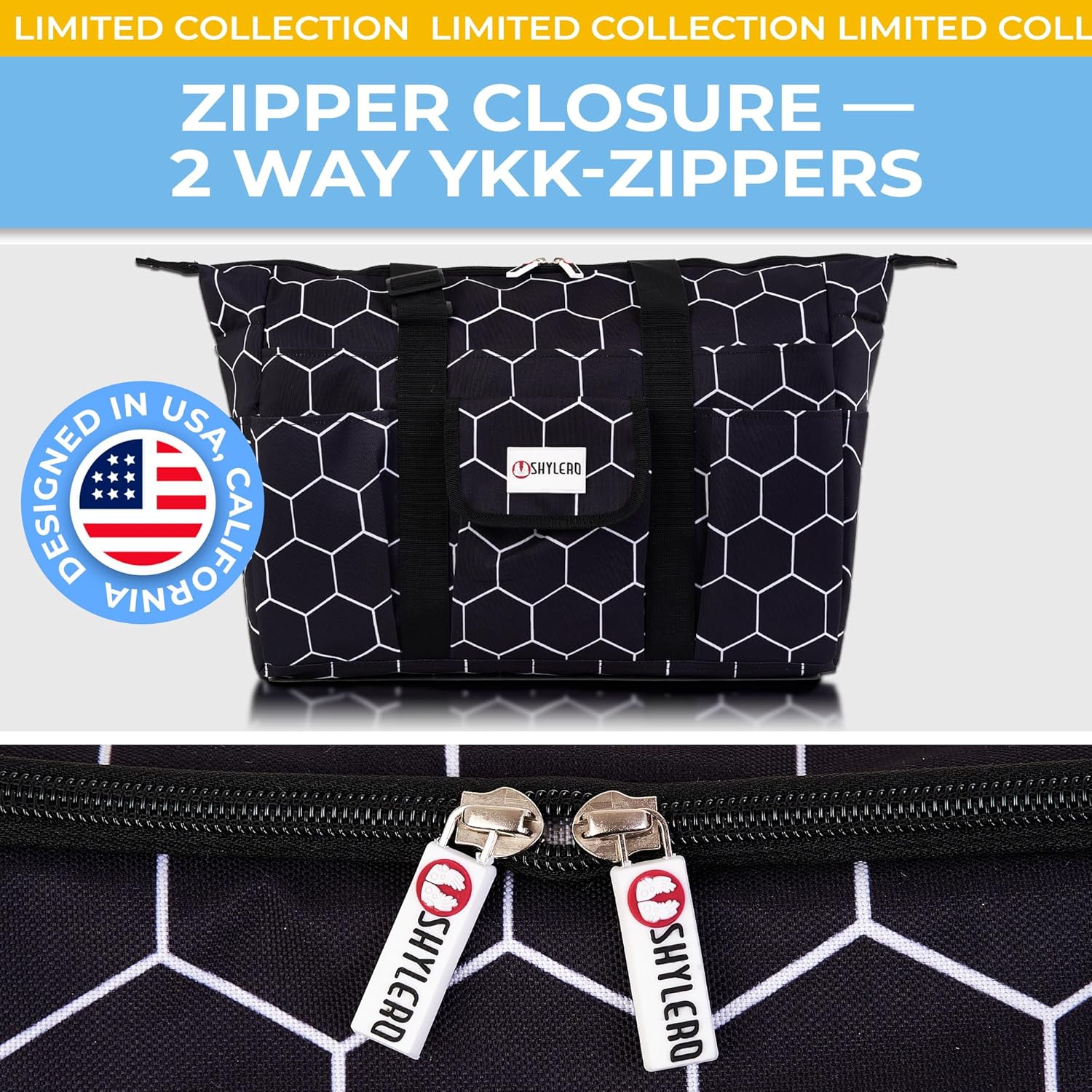 Nurse Bag and Utility Tote | Waterproof | Top YKK® Zip | L18" x H14" x W7" (46x18x36cm) | Solid Black - Image 8