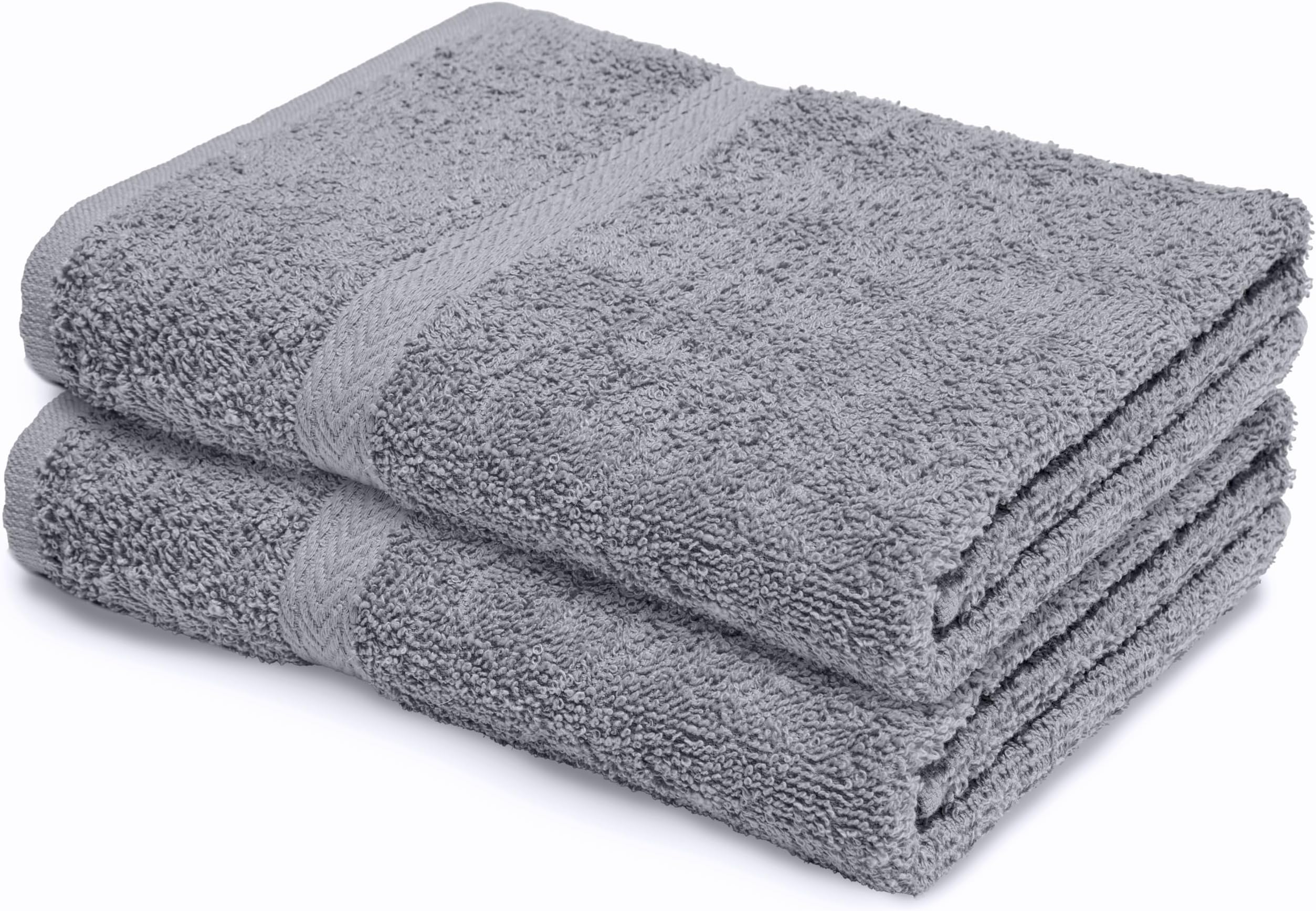 Bathroom and Kitchen 2 Pc Hand Towels Pack - 500 GSM Natural 100% Egyptian Cotton -Quick Dry and Absorbent - Fast Drying Soft and Luxurious Bath Hand Towel Set (Grey, 50x80 CM)