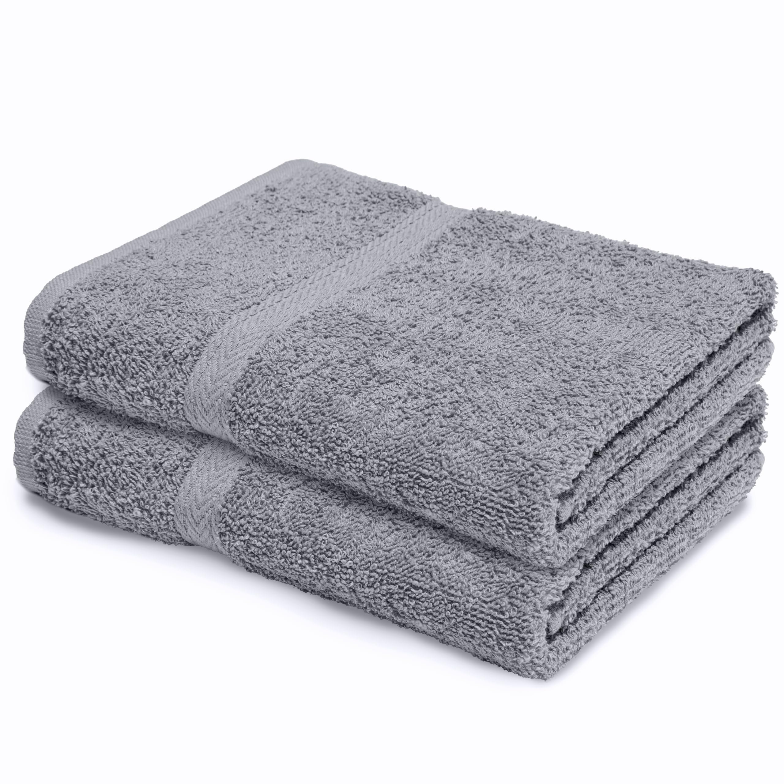 Bathroom and Kitchen 2 Pc Hand Towels Pack - 500 GSM Natural 100% Egyptian Cotton -Quick Dry and Absorbent - Fast Drying Soft and Luxurious Bath Hand Towel Set (Grey, 50x80 CM)