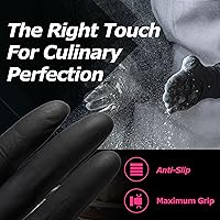 Vista 4 de MAMISON Black Nitrile Disposable Gloves, Powder-Free, Latex-Free, 4 Mil, 100 Count, Food Safe, BBQ, Kitchen, Cooking