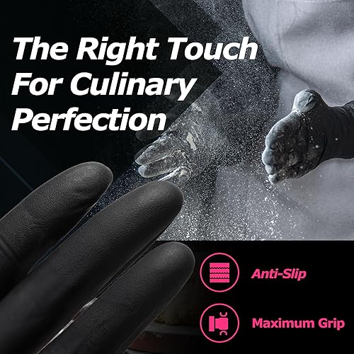 Miniatura 4 de MAMISON Black Nitrile Disposable Gloves, Powder-Free, Latex-Free, 4 Mil, 100 Count, Food Safe, BBQ, Kitchen, Cooking