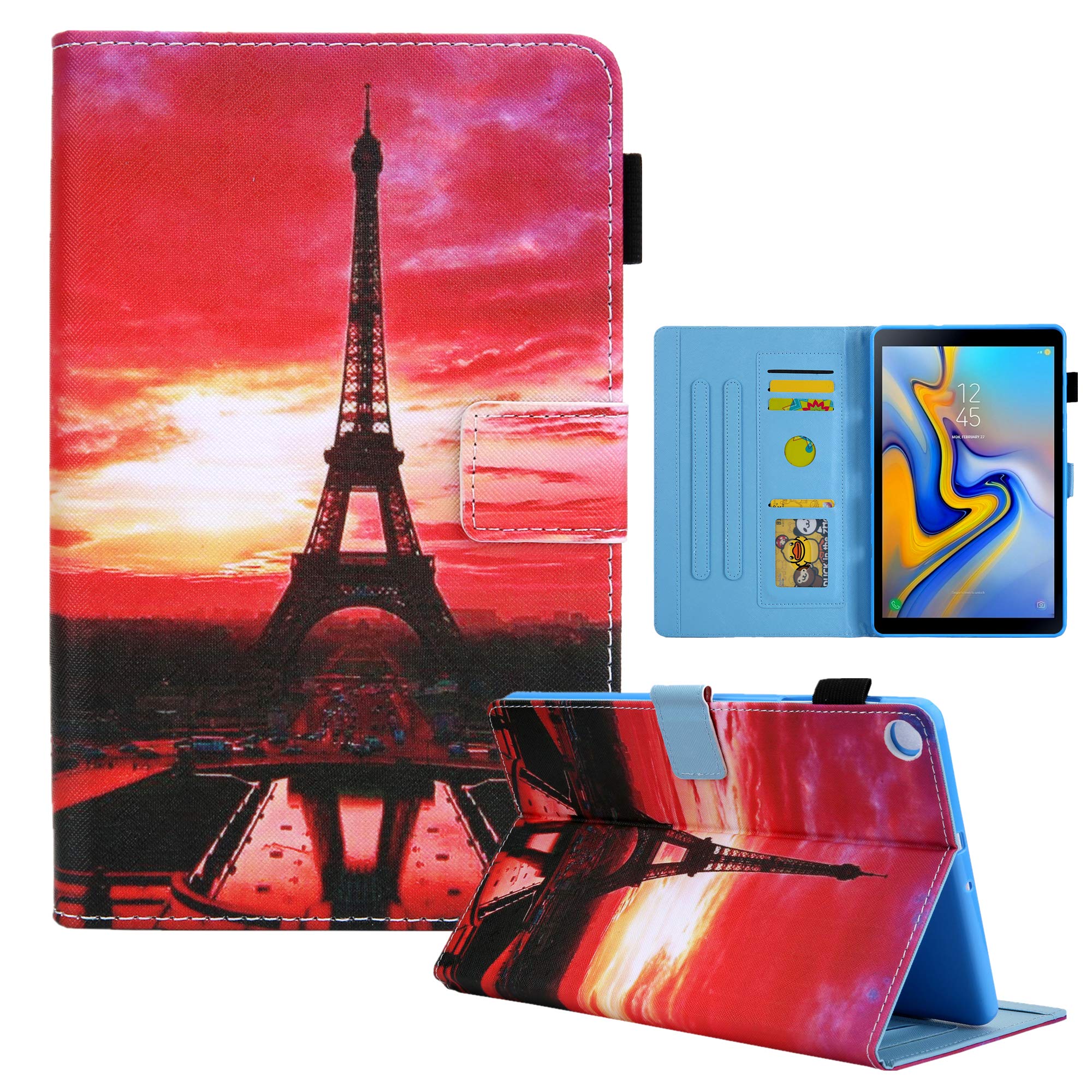 LCHDA Case for Samsung Galaxy Tab A9 8.7 inch 2023 X110/X115/X117,Slim Flip Folio Stand Smart Painted Shell Premium PU Leather Shockproof Protective Cover with Auto Wake/Sleep-Iron Tower