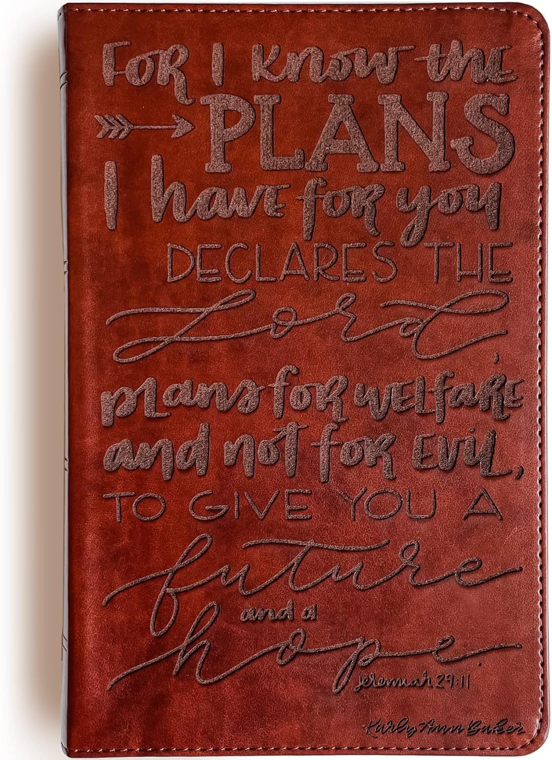 JOY CREATIVE ESV Large-Print Red Letter Bible | Personalized with Name | Custom Design Hand Lettered and Laser Engraved | Gift for Wedding, Baptism, Graduation or Birthday…