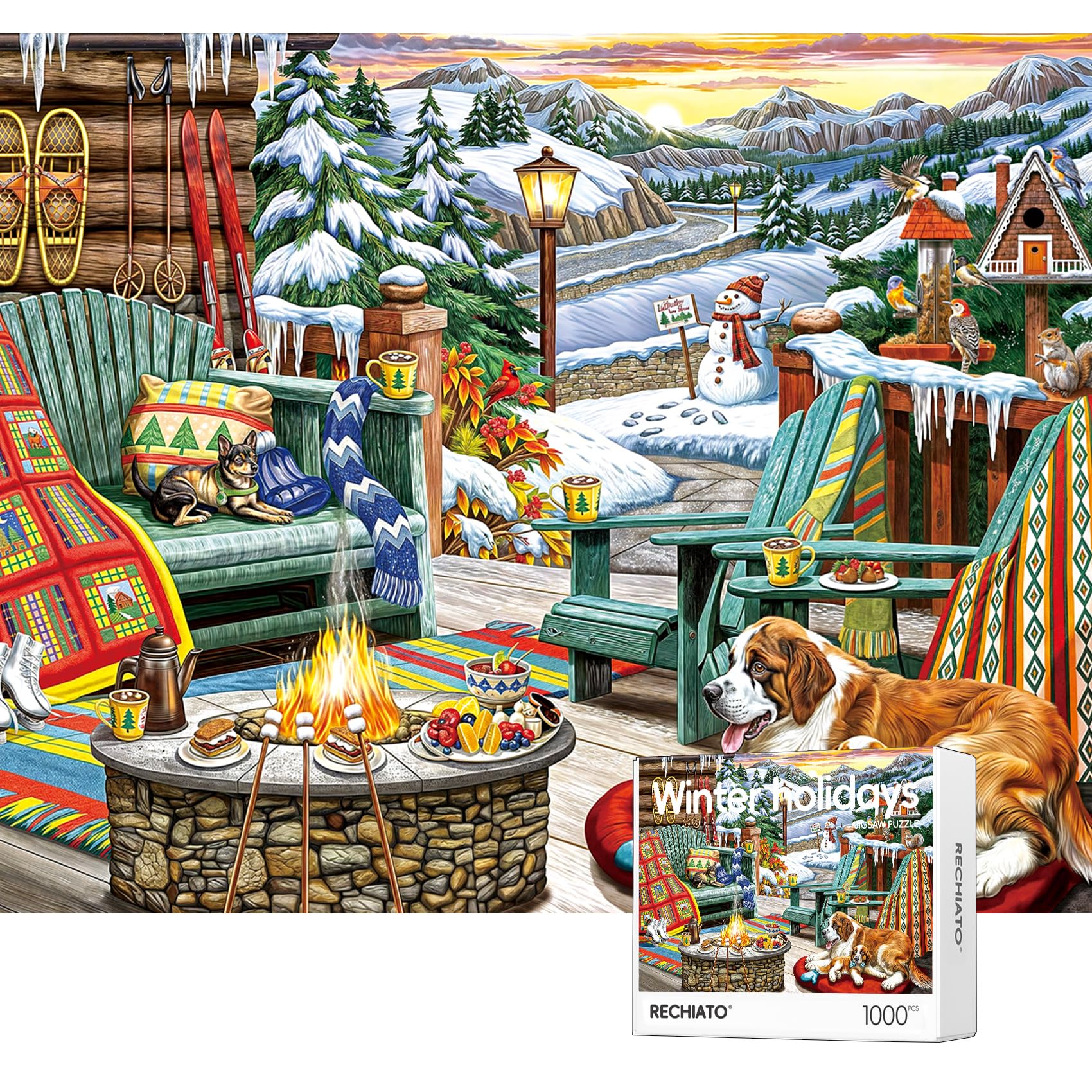 Jigsaw Puzzles for Adults, Christmas Puzzles,1000 Pieces for Jigsaw Puzzles for Adults,Winter Holiday Jigsaw Puzzles for Adults 1000 Pieces and Up, Christmas Puzzles Gift for Women &Mom