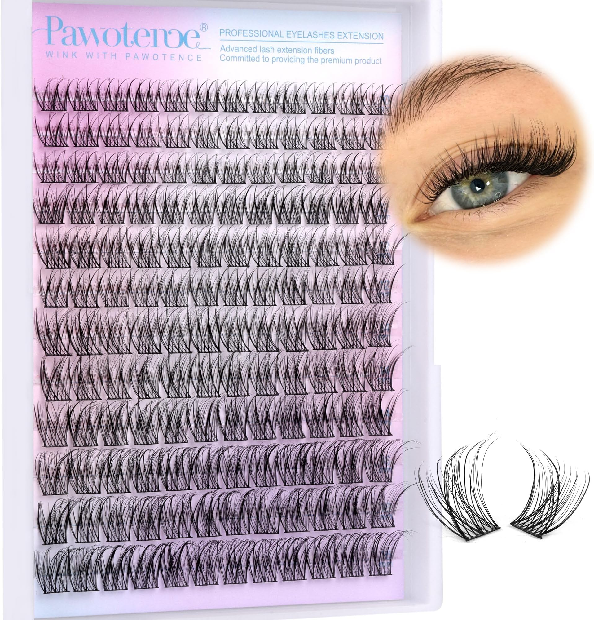 PawotenceWispy Lash Clusters Natural Cluster Lashes Extension DIY Natural Eyelash Clusters Extension 10-16mm Individual Lashes False Eyelashes Wispy Soft Cluster Eyelash Extensions