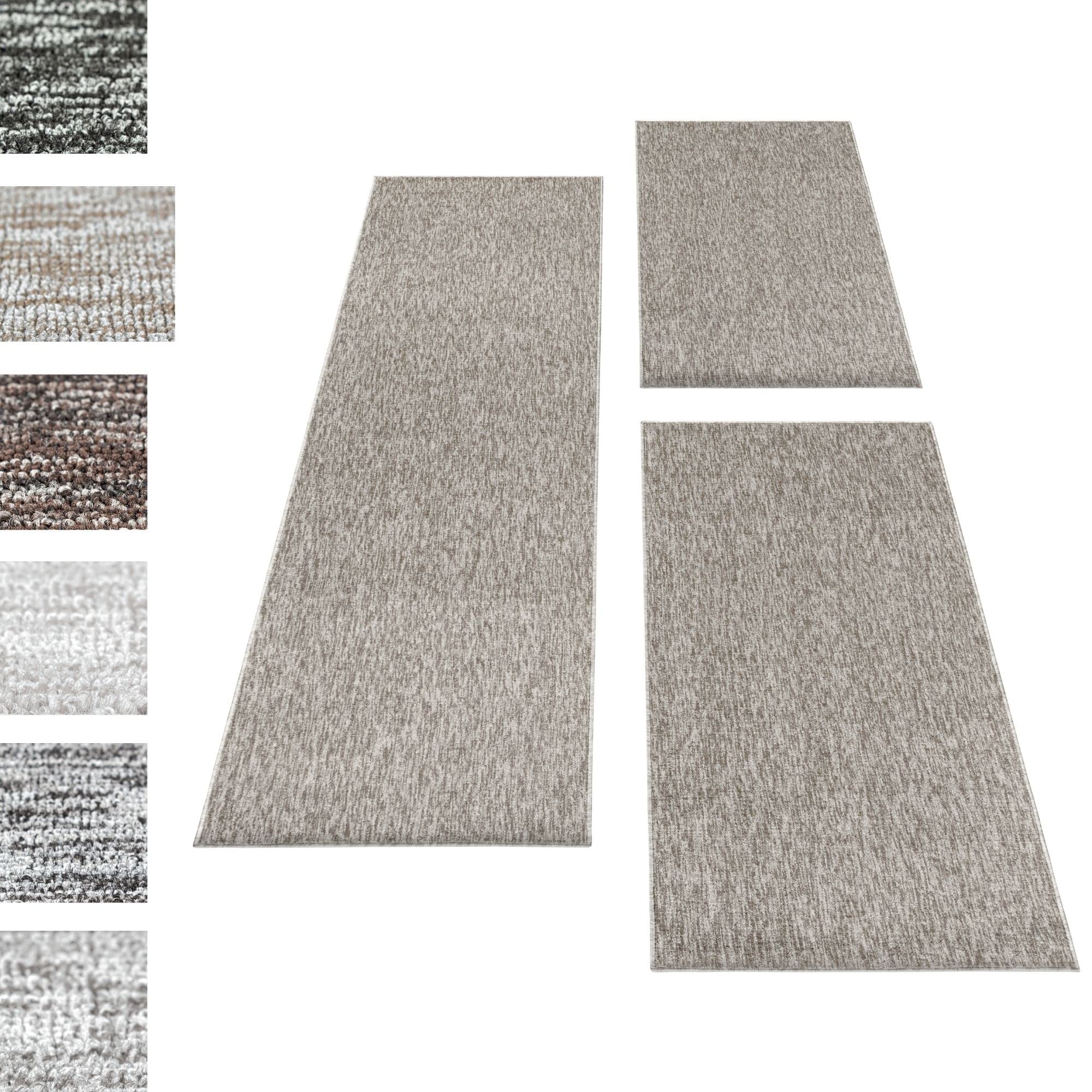 Carpettex Set di tappeti a pelo corto per il letto della camera da letto altezza del pelo 4mm 3 pezzi, colore:Beige, set letto:2 pezzi 60x100 + 1 pz 80x150