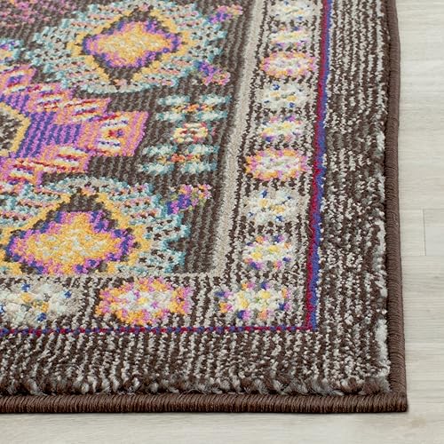 Miniatura 4 de SAFAVIEH Colección Monaco - Alfombra para pasillo, 2.2 x 6 pies, color marrón y multicolor, diseño tribal rústico bohemio, no desprende pelusa y de