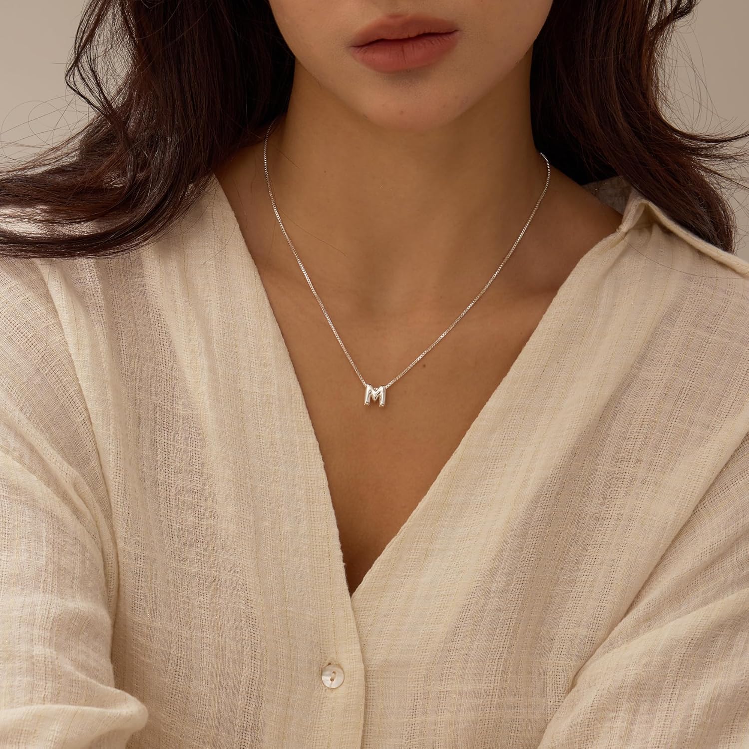 Bubble Gold Letter Necklace for Women, 14k Gold Plated Balloon Initial Necklace, Dainty Gold Necklace for Women, Personalized Bubble Pendant Name Necklace, Fashion Accessories Trendy Jewelry - Image 3