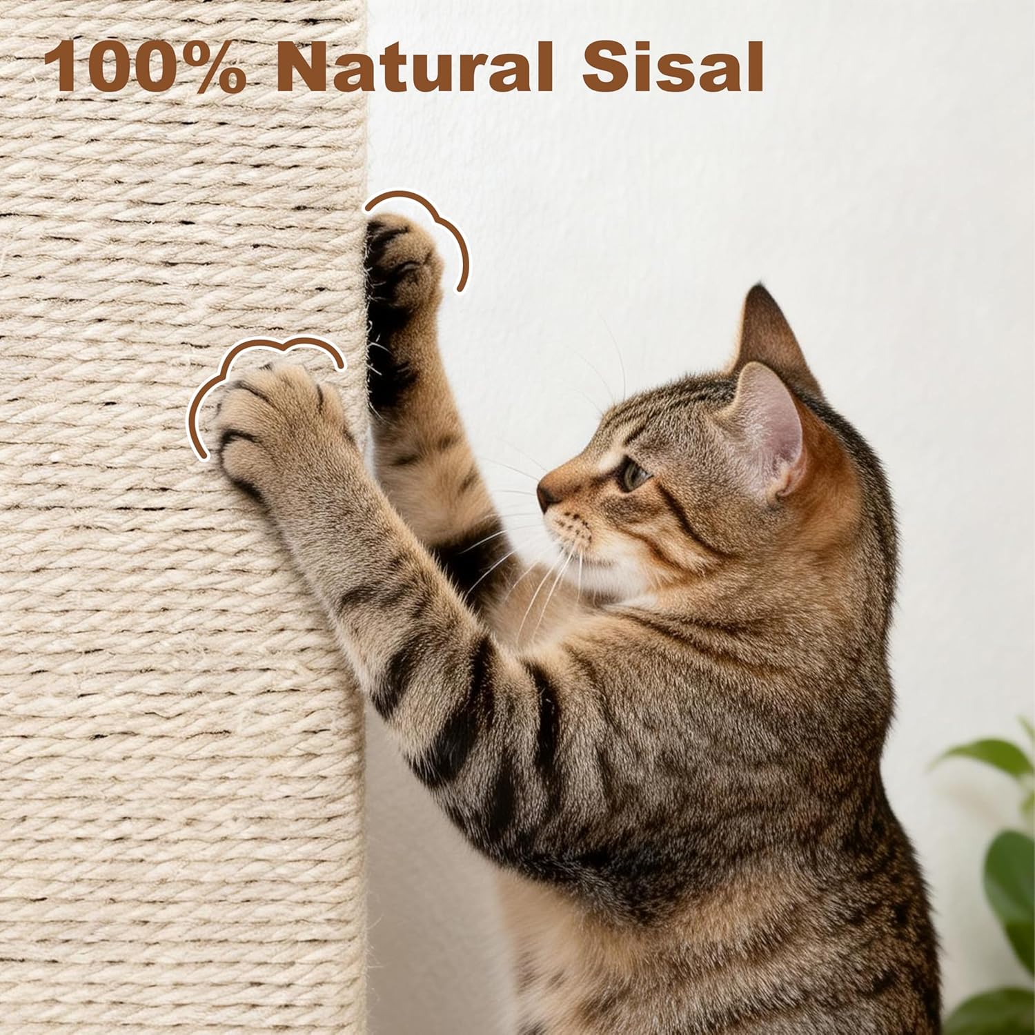 Tall Cat Scratching Post, 33" Boho Carpet Cat Scratcher with Perch for Indoor Cats, Large Base Sisal Scratch Post for Adults & Kittens with Dangling Ball Toy