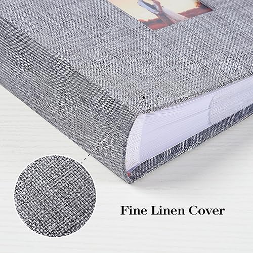 Miniatura 6 de Mublalbum Álbum de fotos de 4 x 6 pulgadas, 100 fotos, cubierta de lino con áreas de notas, libro de fotos, capacidad para 100 fotos verticales para