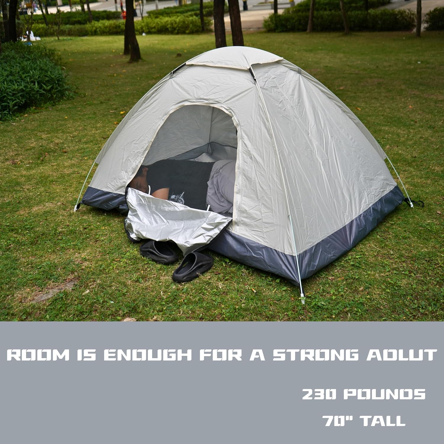 Outdoor Camping Tent with Double Door, Waterproof Fabric, Sun Protection, Includes Waterproof Mat
