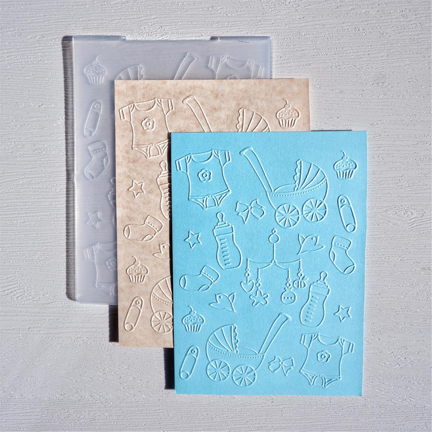 DIYology Newborn Baby Embossing Folders for Card Making,Baby Shower Sip-and-See Party Embossing Folder Template for DIY Paper Crafts Scrapbooking Polymer Clay Decoration
