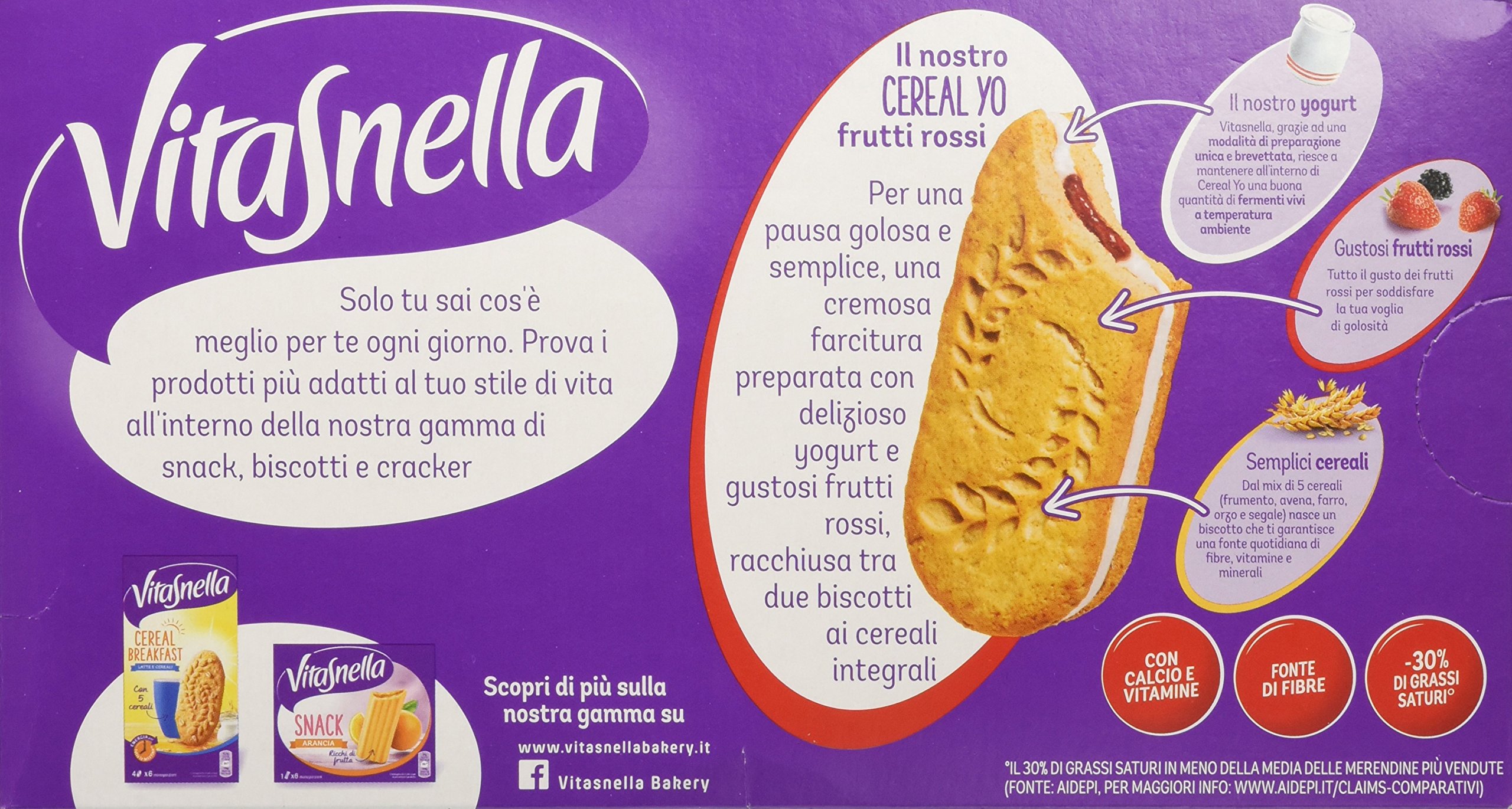 Vitasnella Cereal Yo Frutti Rossi - 12 pezzi da 253 g [3036 g]