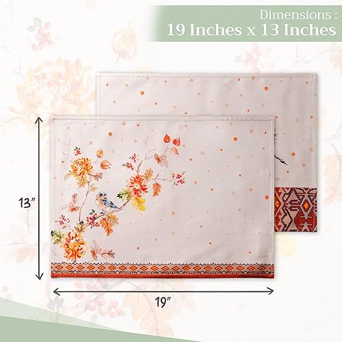 Miniatura 4 de Maison d' Hermine - Juego de 4 manteles individuales, 100% algodón, decorativos y lavables para regalos, cocina, bodas, restaurantes, campamentos,