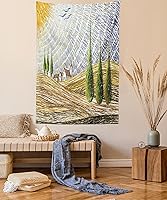 Vista 103 de Ambesonne Tapiz de isla tropical, olas del océano en la playa de Seychelles al atardecer horizonte, decoración de tela para colgar en la pared