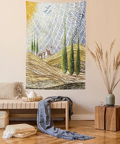 Miniatura 336 de Ambesonne Tapiz gótico, patio con hiedra encantada en la puerta antigua al bosque, colgante de pared ancho para dormitorio, sala de estar, 2-Verde