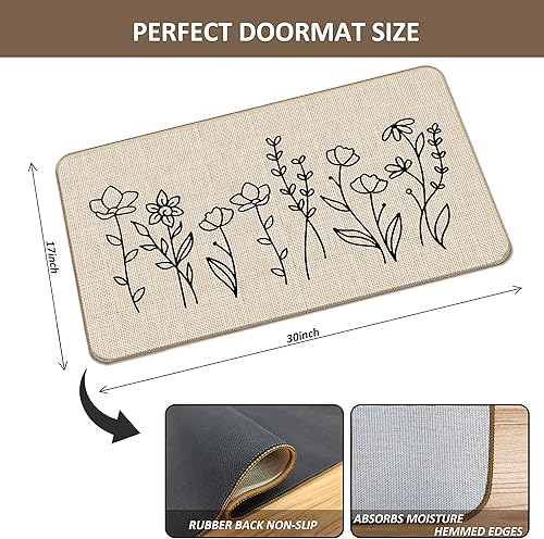 Miniatura 3 de Tapete rústico con flores silvestres y flores, 17 x 30 pulgadas, decorativo para el hogar, interior, exterior, patio, entrada, entrada, decoración