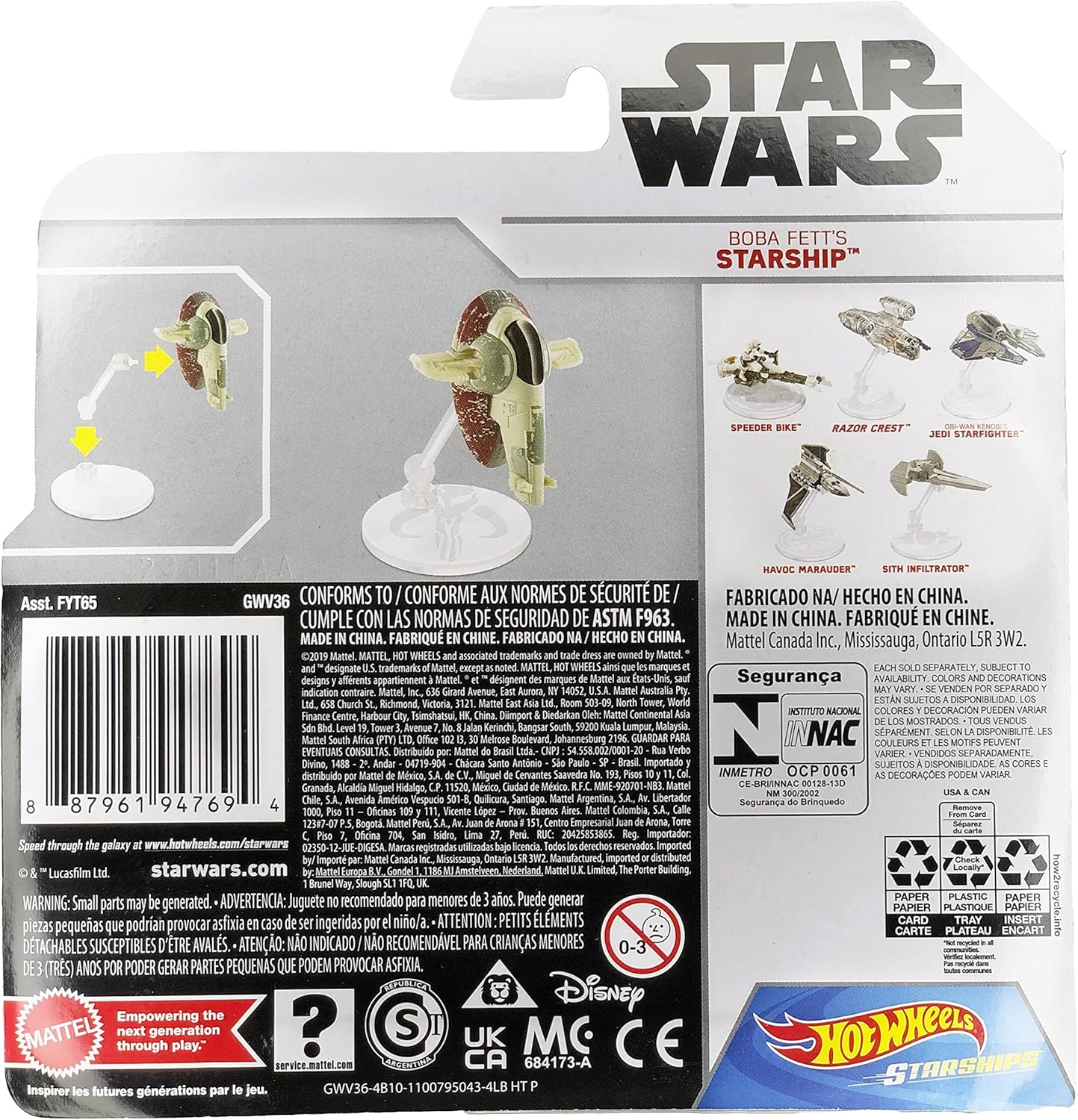 Hot Wheels Star Wars Starships Boba FETT'S Starship Die Cast Vehicle