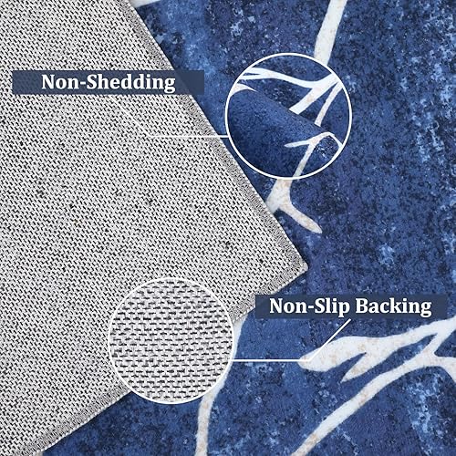 Miniatura 2 de FairOnly Alfombra lavable de 9 x 12 pulgadas, alfombra grande para sala de estar, alfombra floral para dormitorio, antideslizante, retro, abstracto,