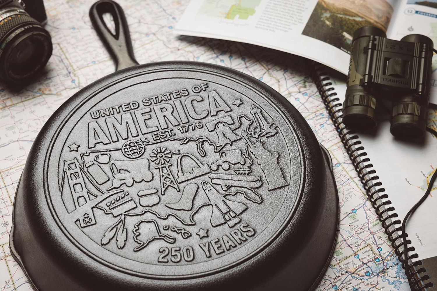 Lodge 10.25 Inch Cast Iron Skillet – Pre-Seasoned Frying Pan with Teardrop Handle – Oven, Stovetop, Grill & Campfire Use – Made in USA – Non-Toxic, Even-Heating Cookware – 250th Anniversary Logo