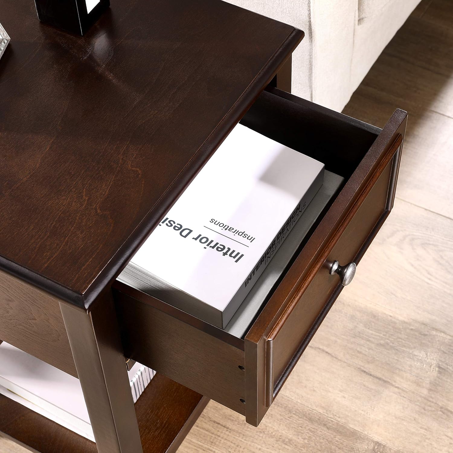 Hottest Sale VASAGLE End Table, Nightstand with Drawer and Bottom Shelf, Compact for Bedroom Living Room, 15.7, Reddish Brown