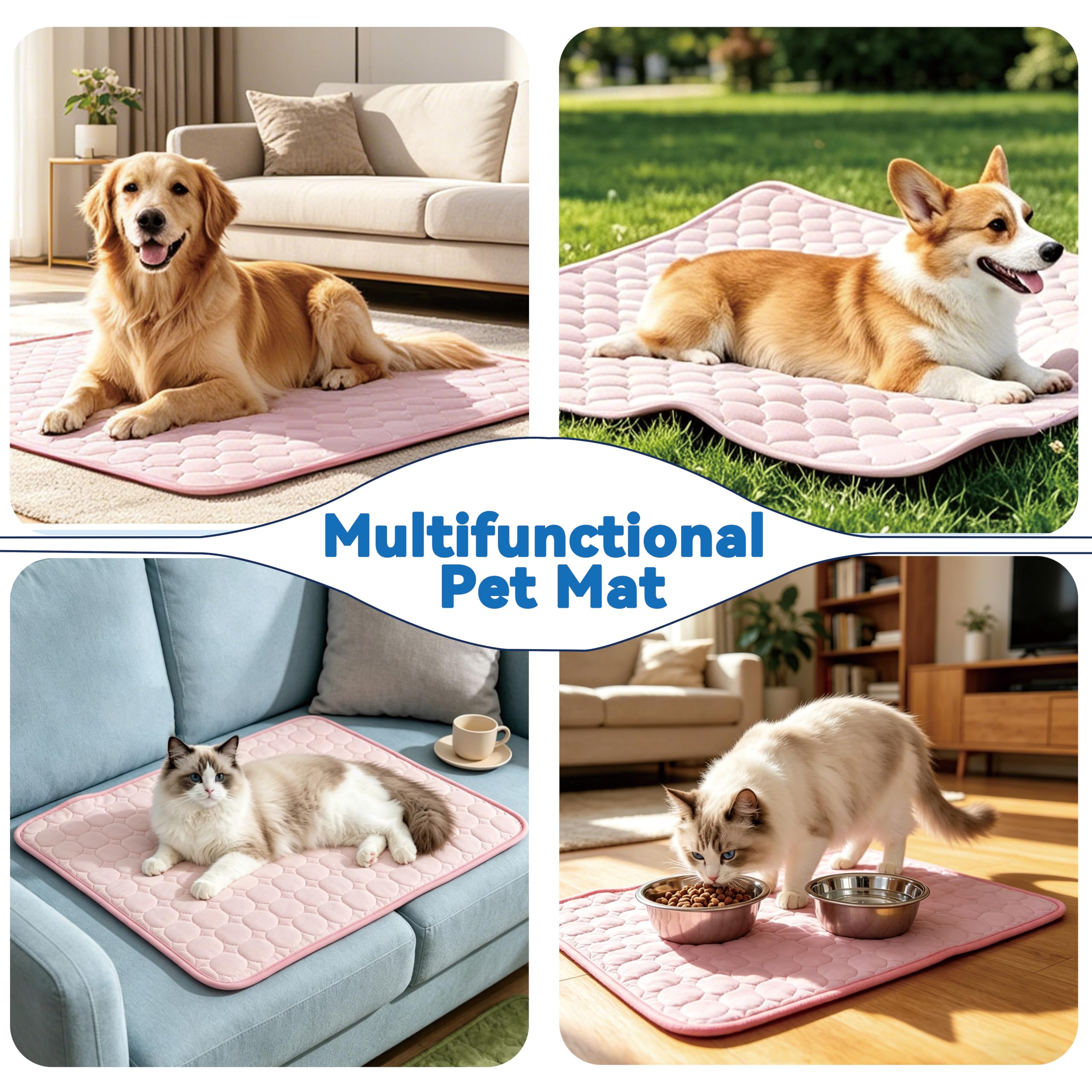 Kühlmatte für Hunde, Kühlmatte Hund für Katze, Hundematte Sommer Kühlkissen Waschbares Hundebett, Faltbar, 100 * 75cm, Hundekühlmatte Selbstkühlend, Matte für Haustiere & Mensch (XL)