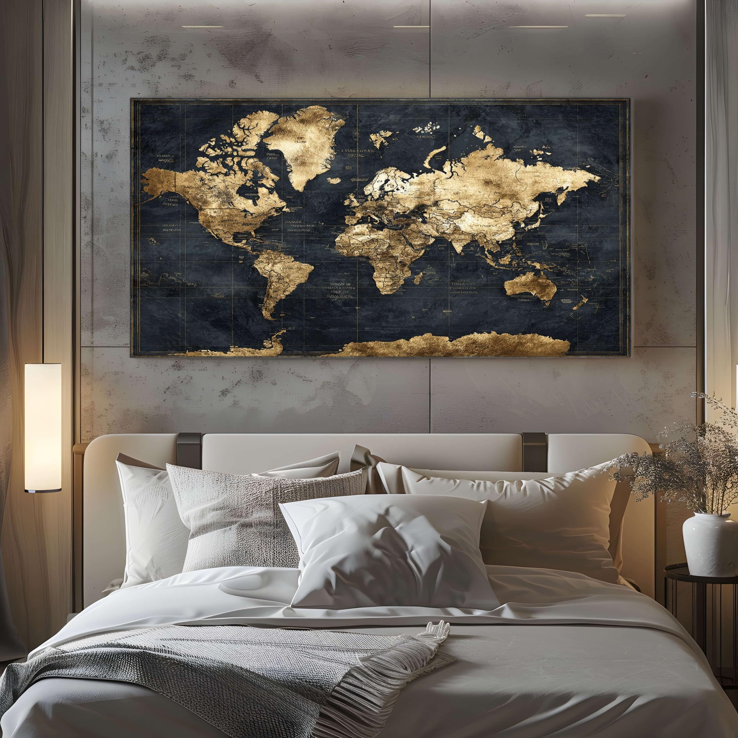 ZORYAN Mappa Del Mondo Vintage Quadri Moderni Soggiorno Su Tela 80x120cm