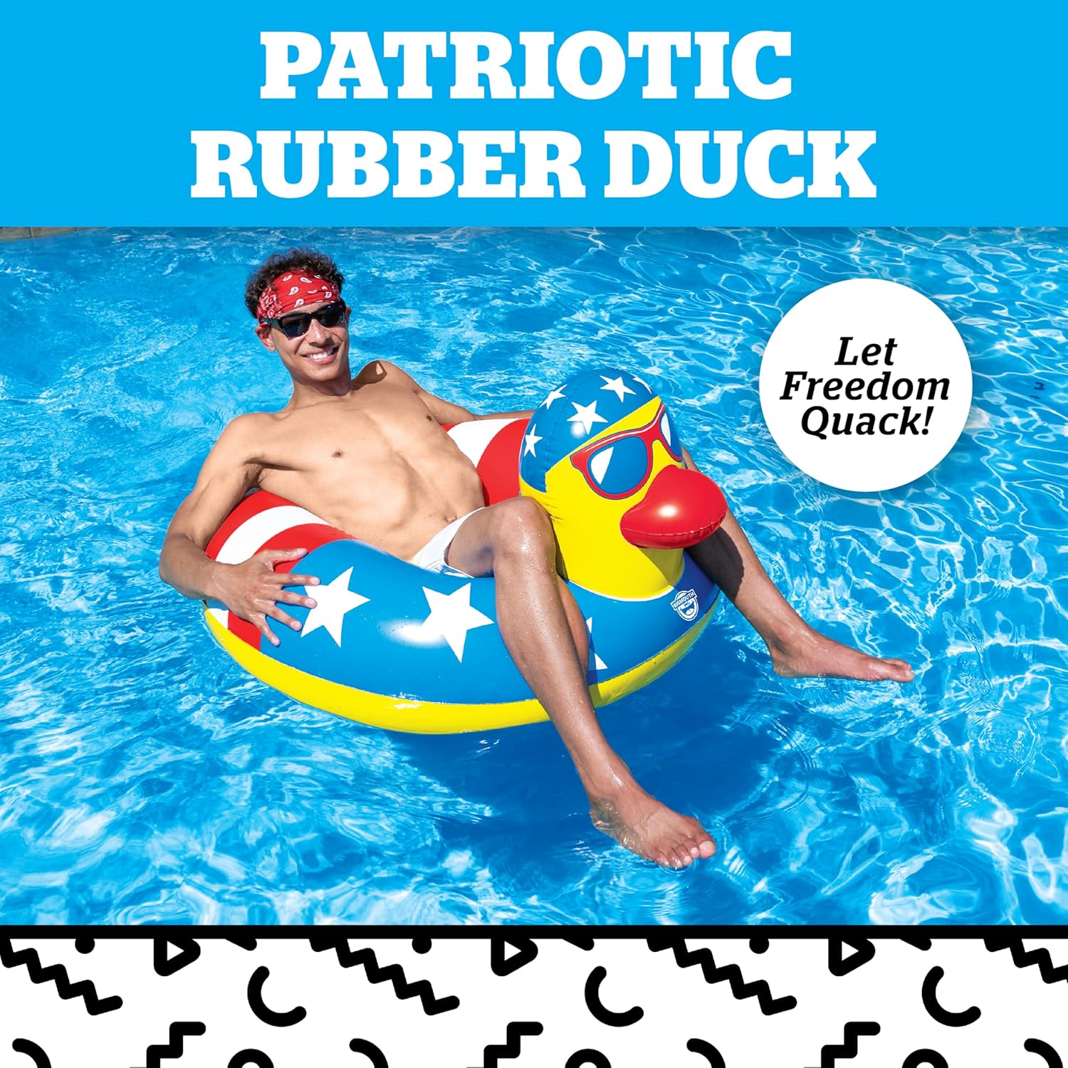 Patriotic Animal Pool Float - Inflatable Red White and Blue Swim Ring for Pool Beach and Lake, Adult Float