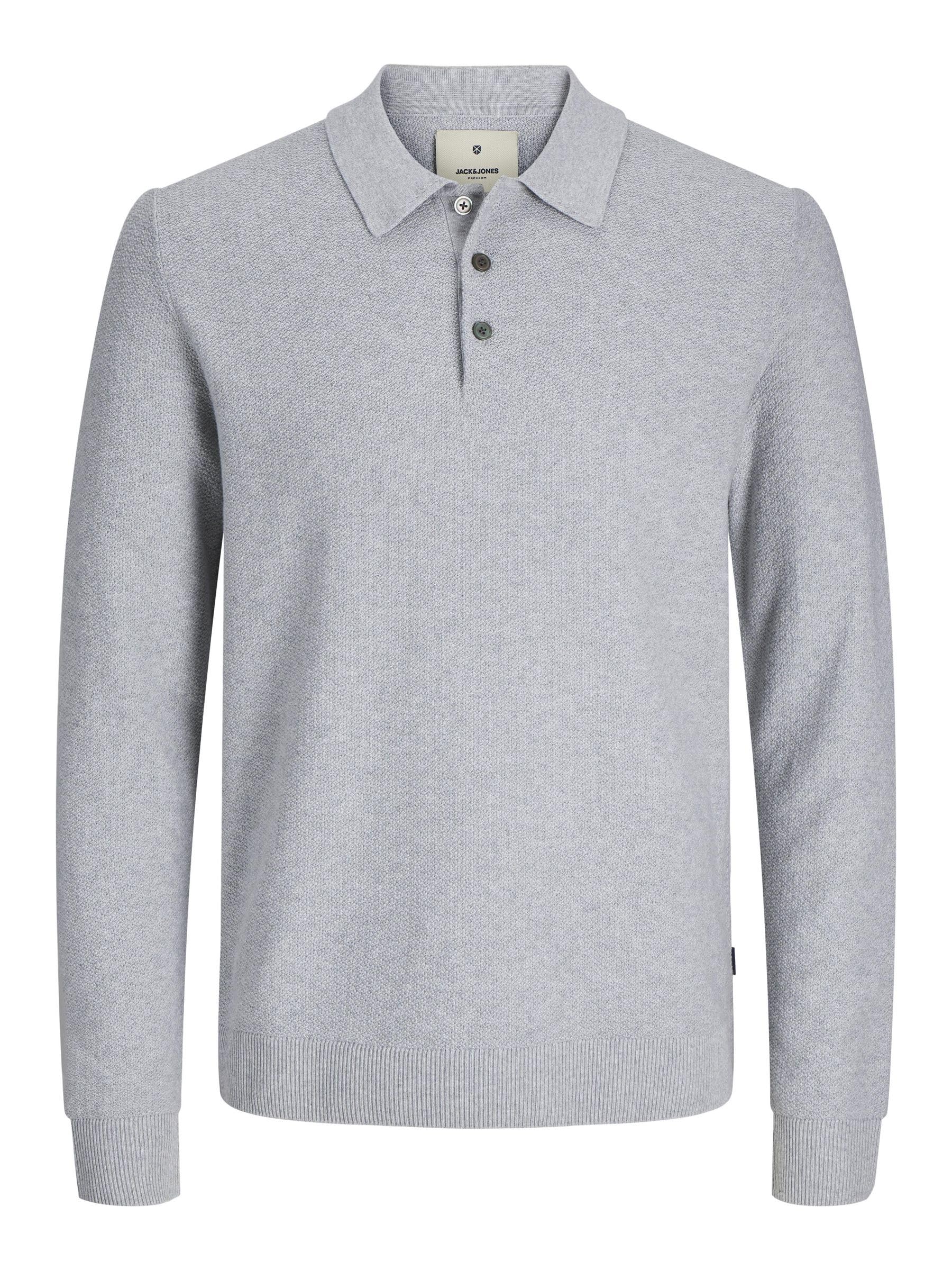 JACK & JONES Male Polo Shirt Plain Polo Shirt, Light Grey Mix, XL