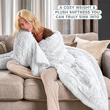Bare Home Shaggy Faux Fur Sherpa Blanket (Full/Queen, White)