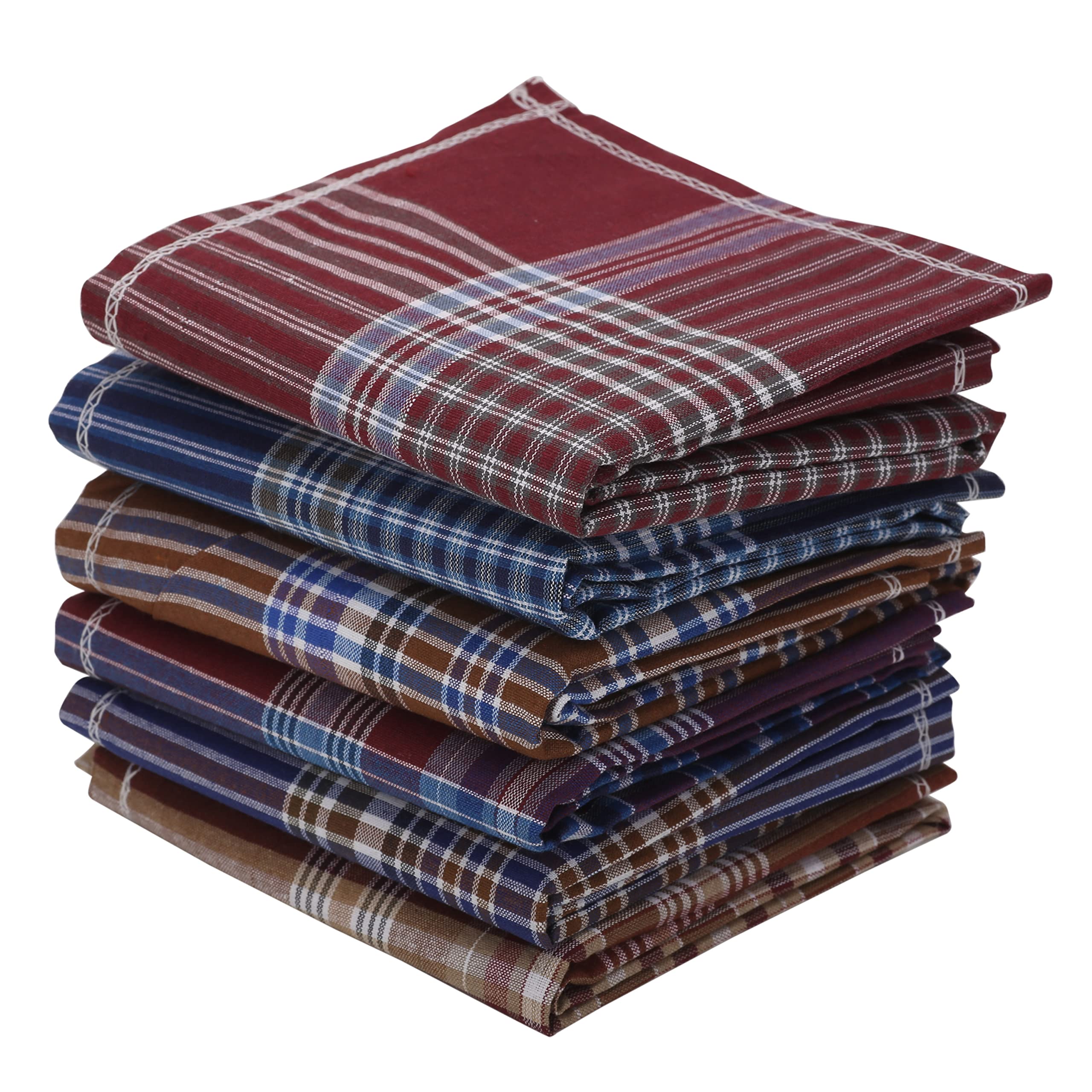 khillayox Men's Soft Cotton Casual Style Premium Collection Handkerchief Hanky For Men|Easy Wash Chekered Pattern Rumal For Boy's|Size 22 X 22 Cm, Pack Of 6 (Multicolor)-picture-46