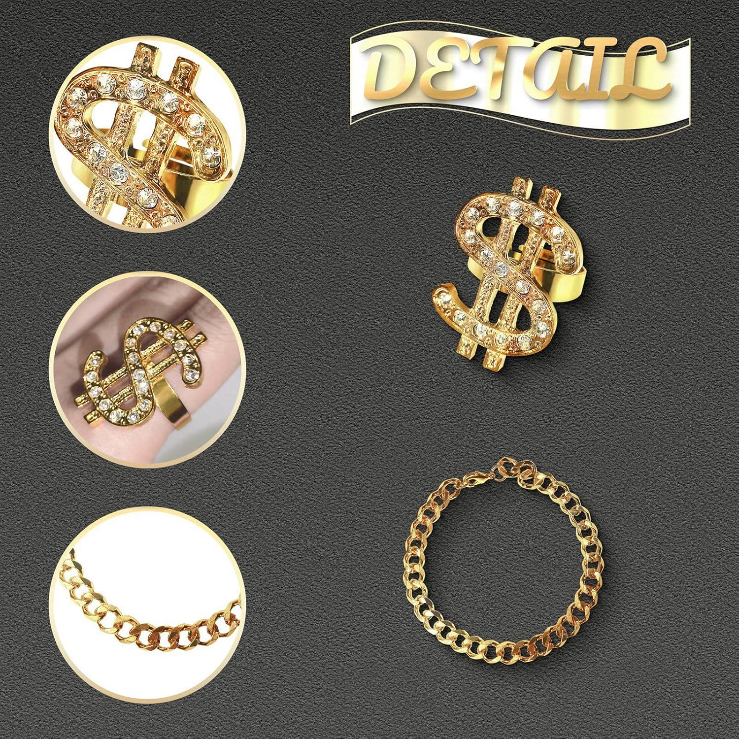 Fraiieon 90s Hip Hop 80s Costumes for Men/Boys/Kids Rapper Themed Party Outfits Accessories - Image 5