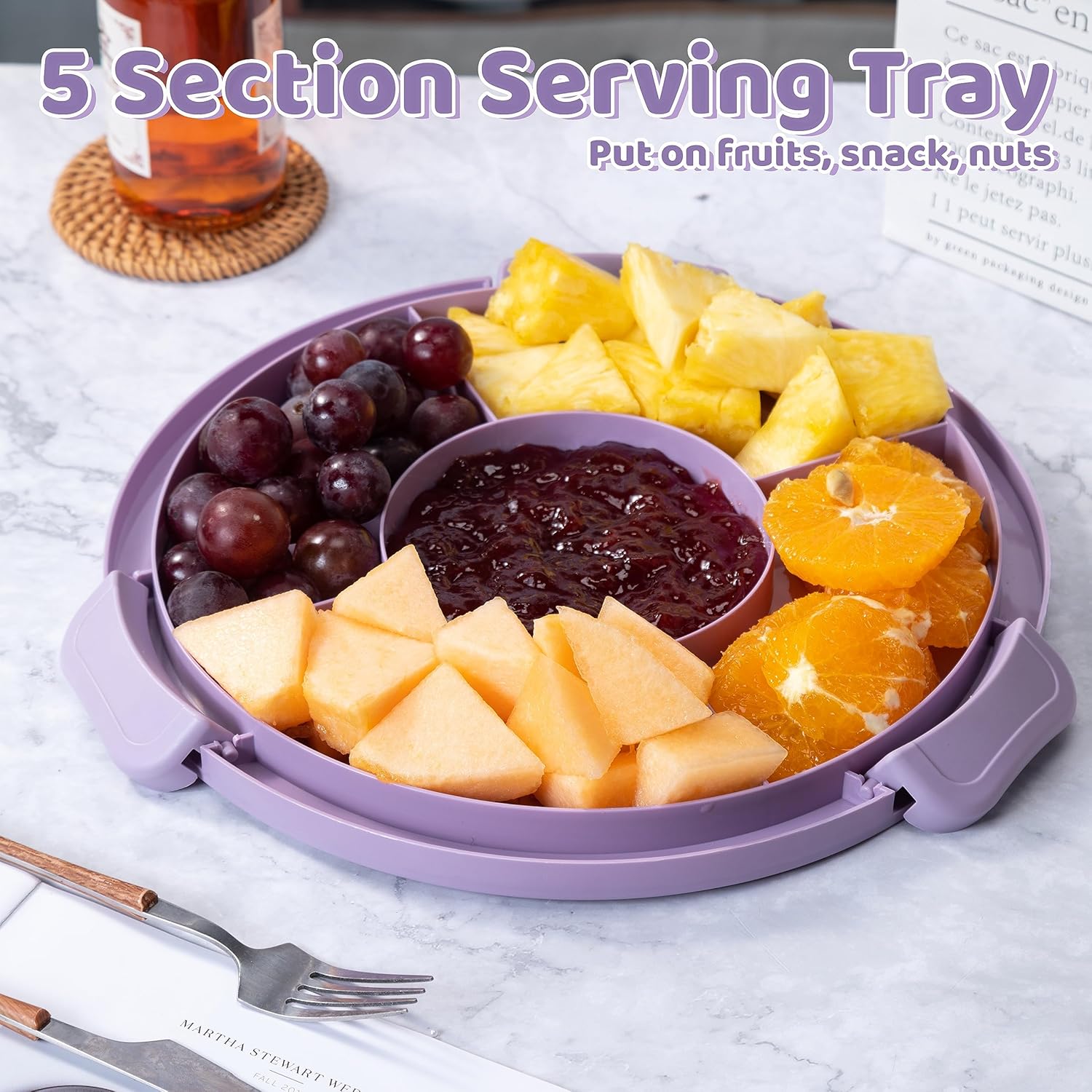 10in Plastic Cake Carrier with Handle, Round Cake Holder with Lid Pink Cake Container for 6in/8in/10in Cake(purple) - Image 6