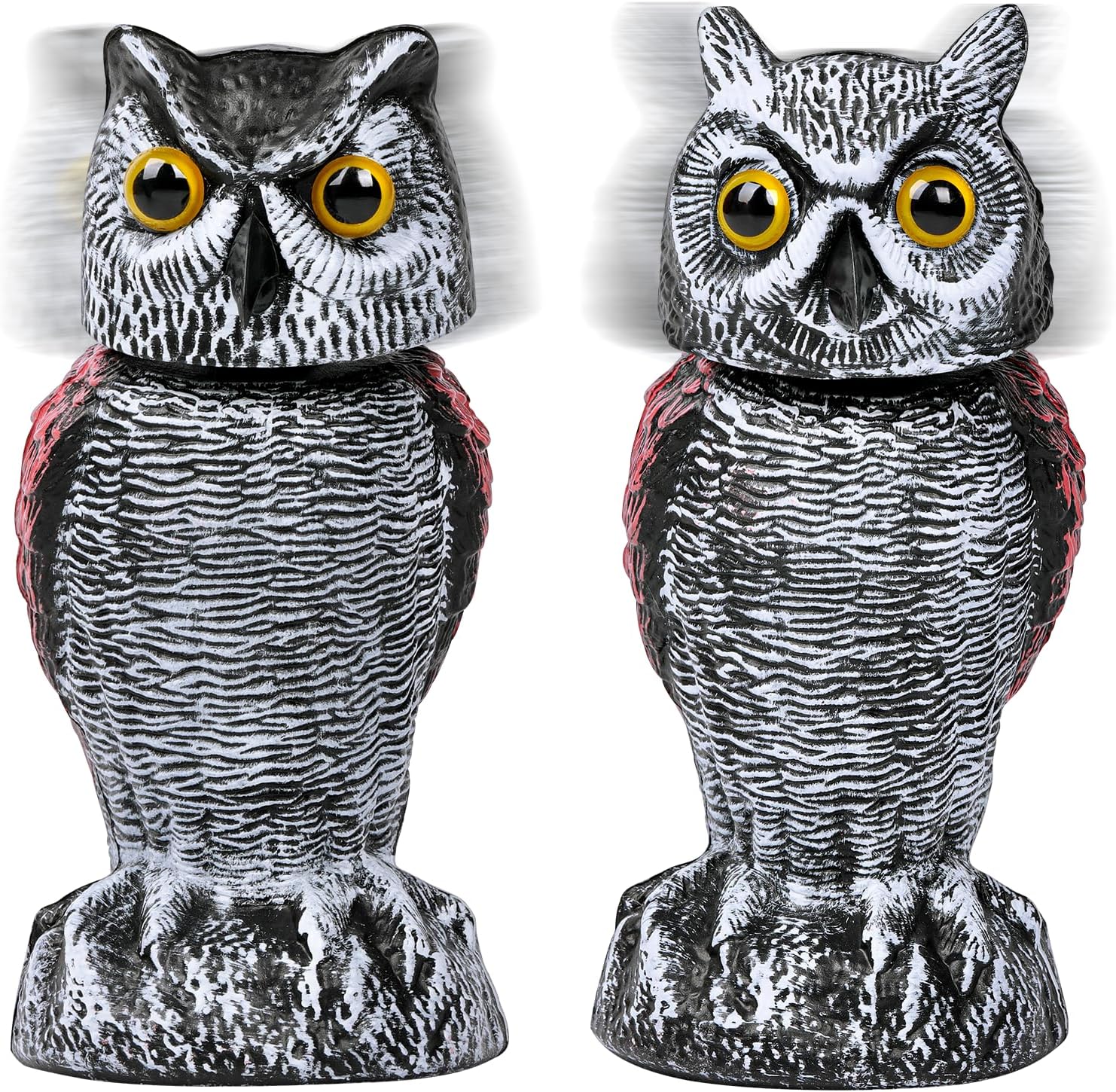 Znben Owl Decoys to Scare Birds Squirrels Away, Rotating