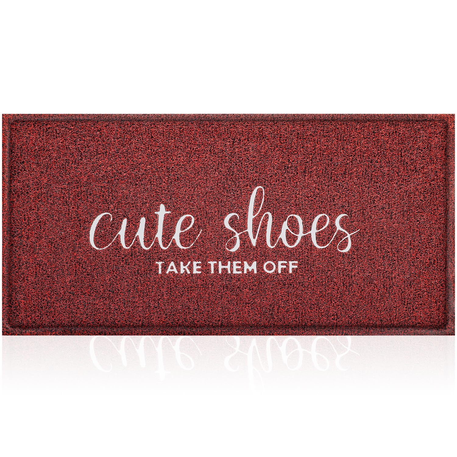 AOAOPQ Welcome Mat Outdoor Entryway Cute Shoes Take Them Off 47 x 18 inch Large Mats for Front Door with Rubber Backing Doormat Indoor Mat for Patio Home Indoor Farmhouse Funny Kitchen Mats Dark Red