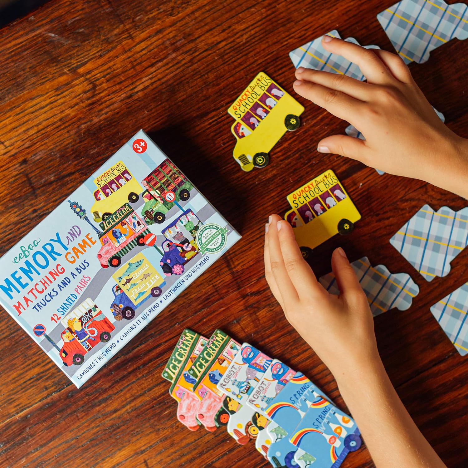 eeBoo: Memory and Matching Game- Little Trucks and a Bus- 24 Pairs, Develops Recognition, Concentration & Memory Skills, Age 3+