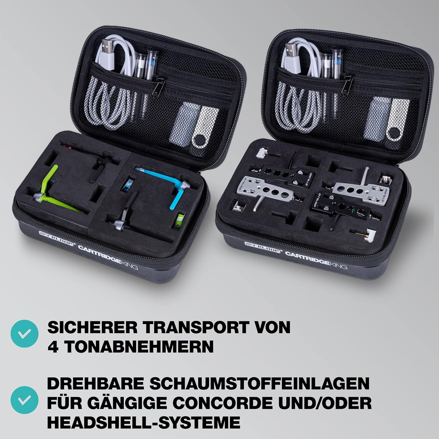 Reloop Cartridge King, Professional DJ Storage Case for Turntable Cartridges, Needles and Accessories, 6.7" x 2.5" x 4.6", Black