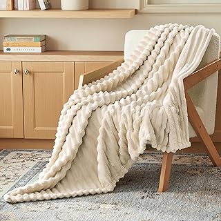 Joiedomi Beige Throw Blanket for Couch, Soft & Warm Beige Fleece Blanket...