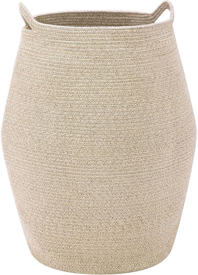 Cotton Rope Laundry Hamper by YOUDENOVA, 105L - Woven Collapsible Laundry Basket - Clothes Storage Basket for Blankets, Laundry Room Organizing, Bedroom Storage, Clothes Hamper – Brown