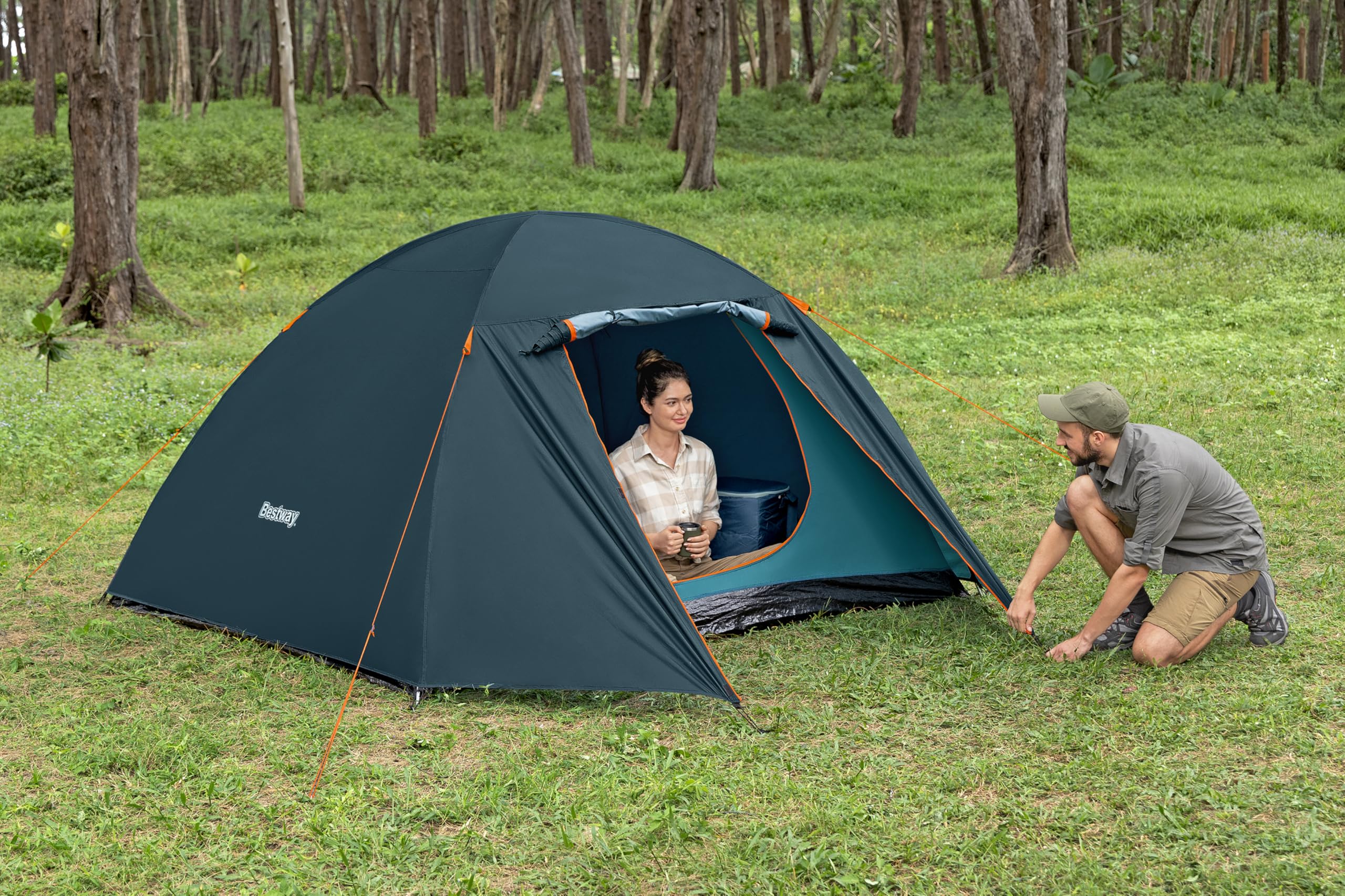 Bestway 68141 Tenda a 4 posti Alpine Dome - 2,10 m x 2,40 m x 1,40 m, verde
