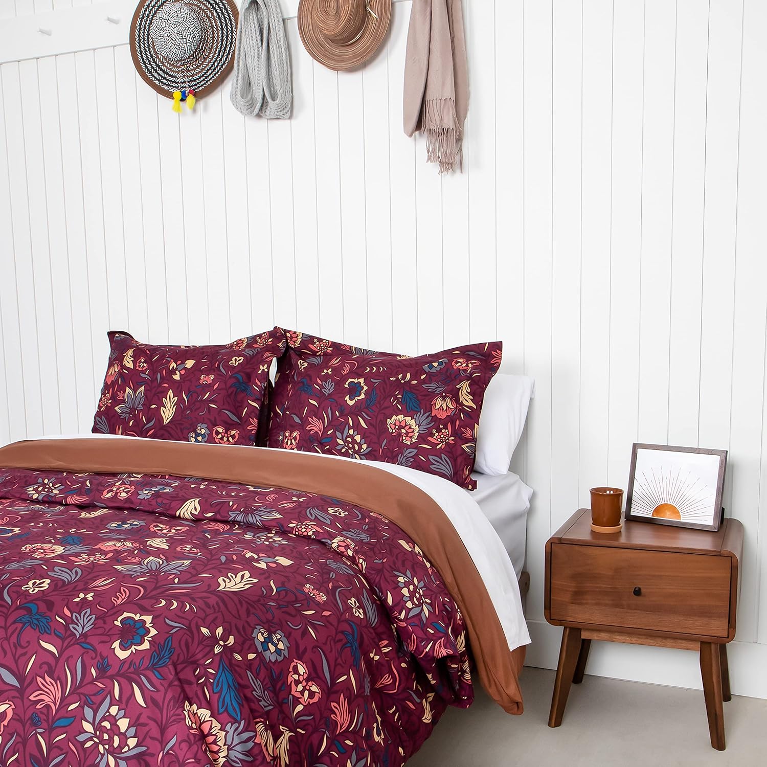 Southshore Fine Living, Inc. Blooming Blossom Collection - Premium Quality, Soft, Wrinkle, Fade, & Stain Resistant, Easy Care, Oversized Duvet Cover Set, Full/Queen, Red