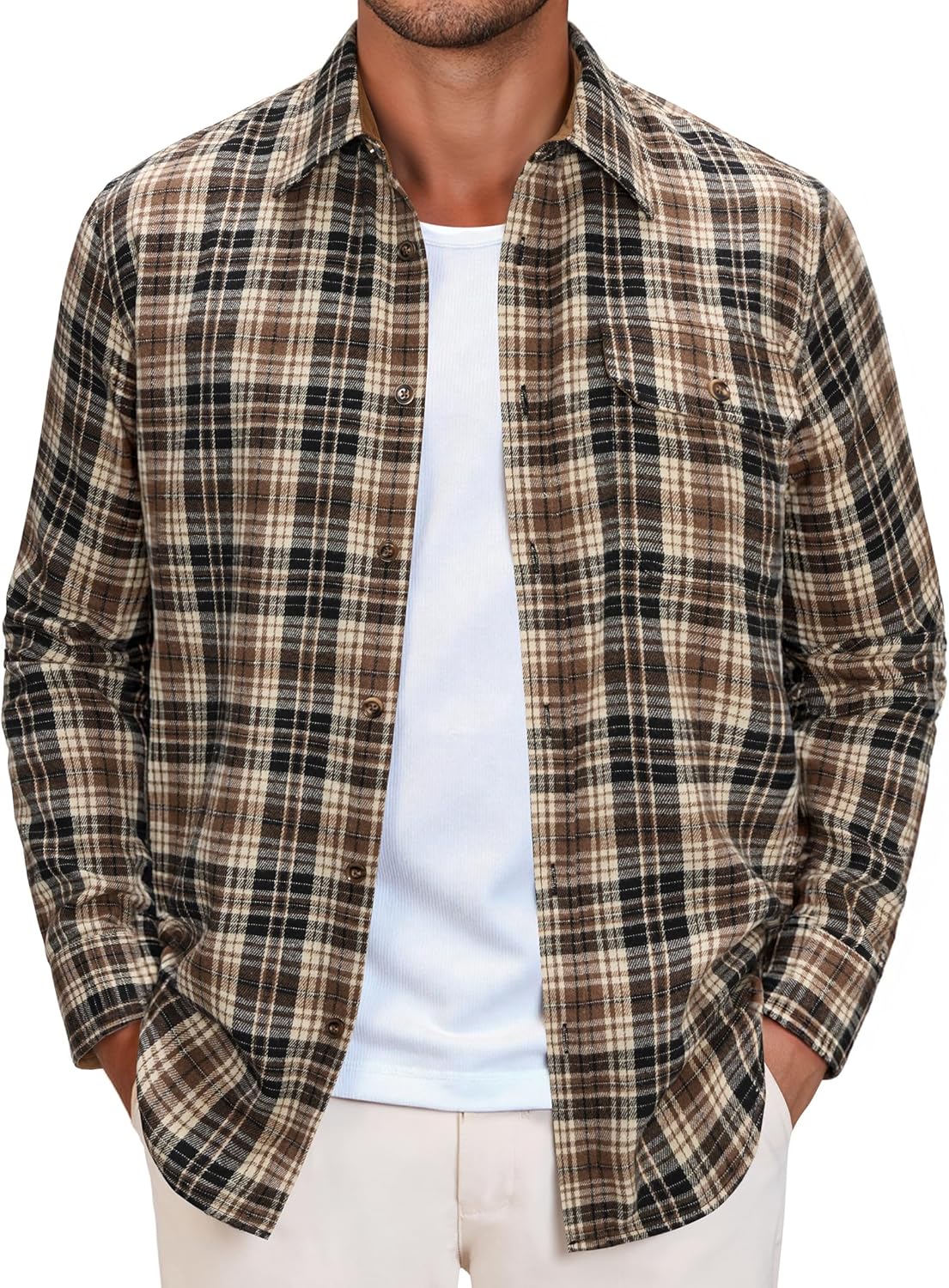 Alimens & Gentle Men's Flannel Long Sleeve Shirt Classic Plaid Button Down Shirts Soft Warm Winter Tops with Pocket Work Camp - Image 2