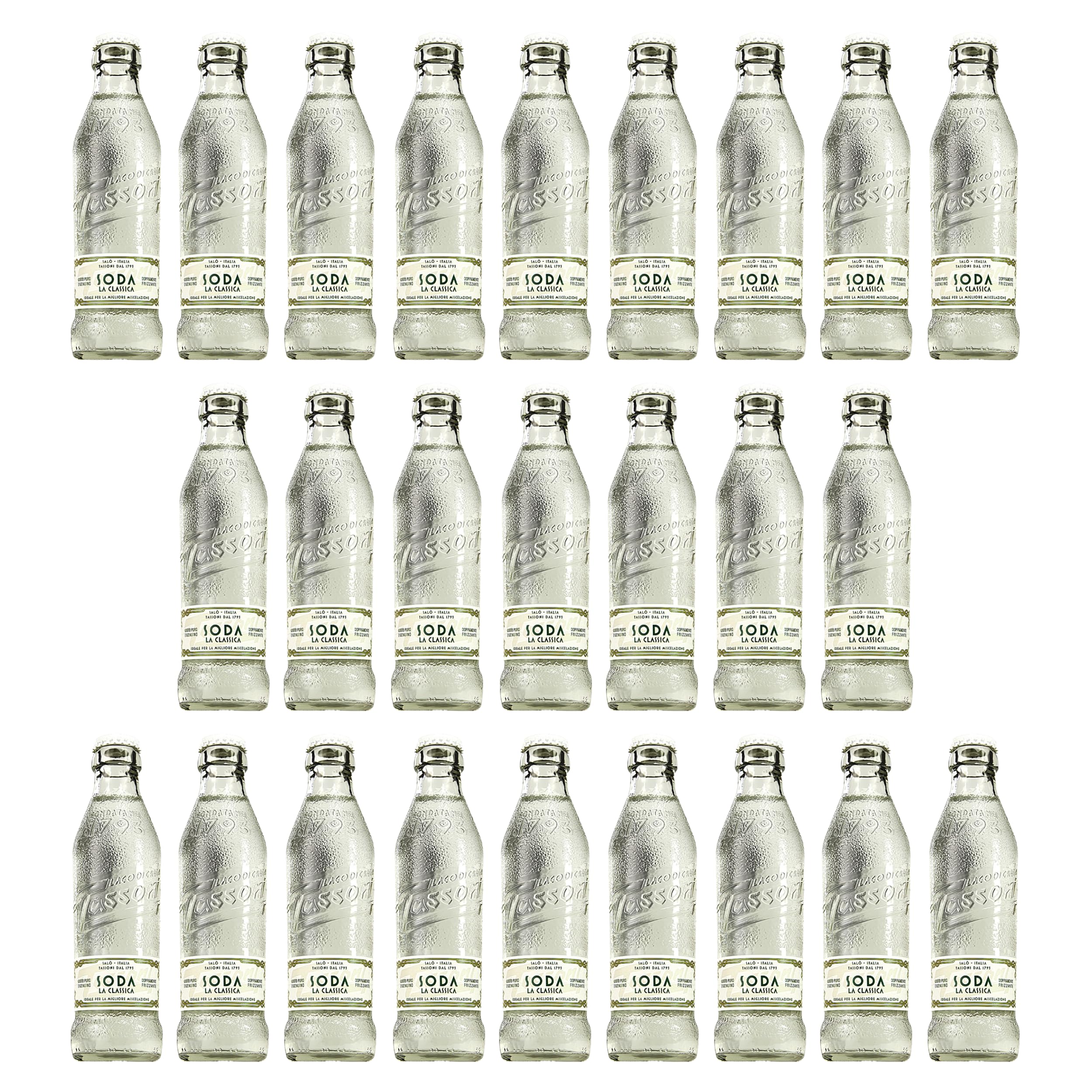 Tassoni Soda La Classica | Bottiglietta in Vetro 18cl x 25 | Confezione da 25 Bottigliette in Vetro da 180ml